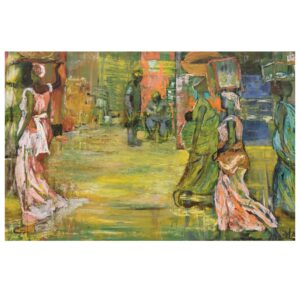 Oil on Canvas Painting of Market Ladies