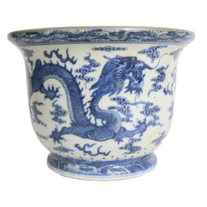 Blue and White Chinese Porcelain Dragon Planter