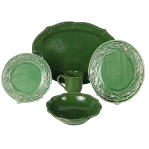 Group of Pierre Deux Green Glazed Ceramic Dinnerware