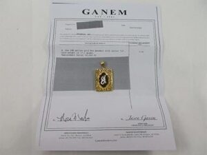 18k YG 'J' Box Pendant with Appraisal