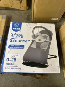Baby Bouncer, Cotton, 0-18 Mo., Light Grey