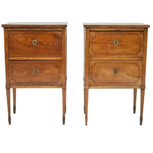 Antique Pair of Italian Two Drawer Side Chests