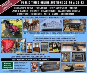 Keenan Auction Company Auction 25-79 & 25-83 Reminder