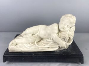 19th C. Carved Marble Sleeping Cupid