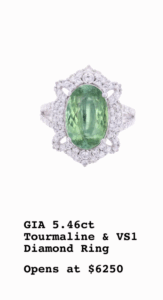 GIA 5.46ct Tourmaline & VS1 Diamond Ring