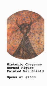 Historic Cheyenne Horned Figure Painted War Shield