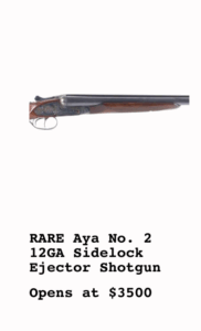 RARE Aya No. 2 12GA Sidelock Ejector Shotgun