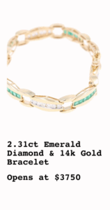 2.31ct Emerald Diamond & 14k Gold Bracelet