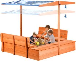 Kids Wooden Outdoor Sandbox