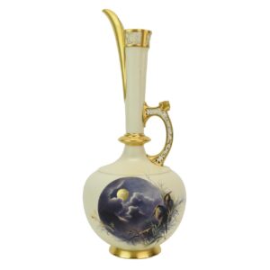 Rare Royal Worcester Purple Martin Decorated Ewer