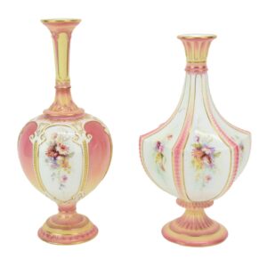 Two Royal Worcester Floral Decorated Vase