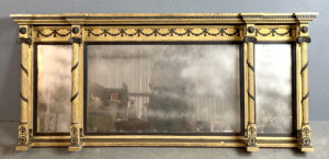 Regency Giltwood & Ebonized Over Mantel Mirror