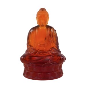 Rare Lalique Amber Buddha Figure, signed and numbered