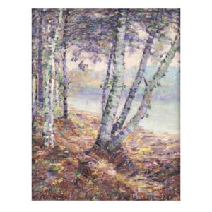 Henry Ryan MacGinnis, 1875-1962, White Birches and Lake, New Hampshire, Oil on Canvas