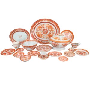 Group of Assorted Orange Fitzhugh Porcelain Dinnerware
