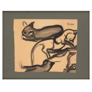 Theophile Alexandre Steinlen, Swiss/French 1859-1923, Three Cats, Ink on Paper