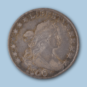 1806 Draped Bust Half Dollar Pointed Six No Stem